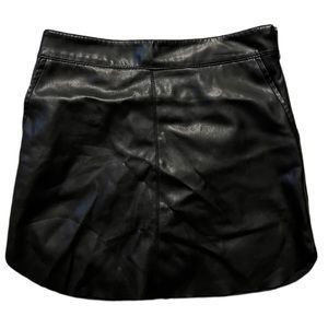 Black leather mini skirt
